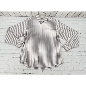 Johnston & Murphy Tailored Fit Long Sleeve Cuffed Button Down Shirt MENS SIZE L